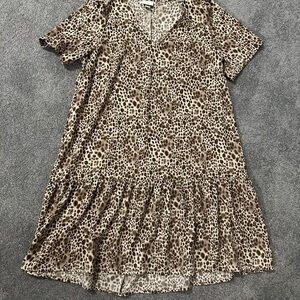 Leopard Print Short Sleeve Dress (XS)